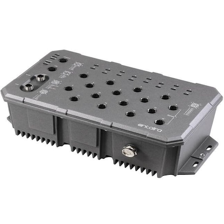 Antaira 16-Port Industrial M12 IP67 Waterproof Gigabit Light Layer 3 Managed Ethernet Switch LMX-1600G-M12-67-T